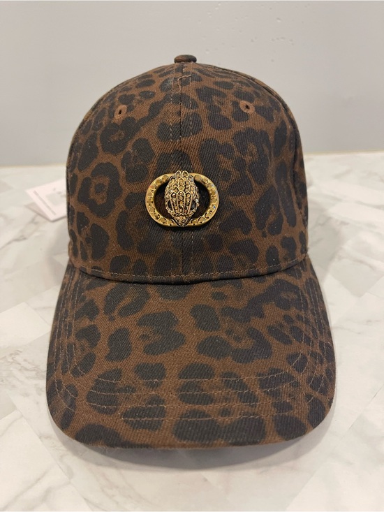 Kurt Geiger Accessories - Kurt Geiger Leopard Print Brown and Black Ball Cap with Rhinestone’s/Gold Emblem